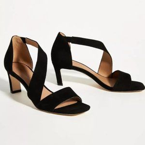 Bernardo Black Suede Camille Sandals Heels 9.5